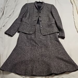 Chaps Black and White Houndstooth Blazer And Skirt